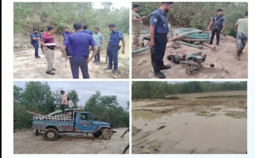 লোহাগাড়ায় অবৈধ বালু উত্তোলনে থানা পুলিশের অভিযান: ৩টি ডিজেল ইঞ্জিন ও ৫০০ ফুট পাইপ জব্দ