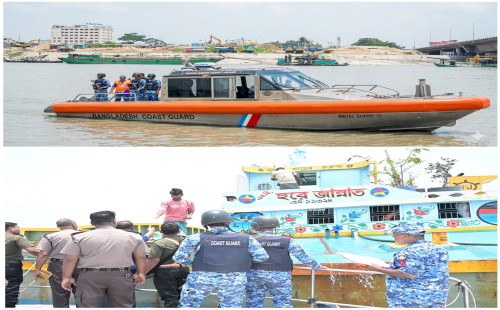 কর্ণফুলী নদীতে যৌথ অভিযানে ৯ অননুমোদিত বাল্কহেড জব্দ